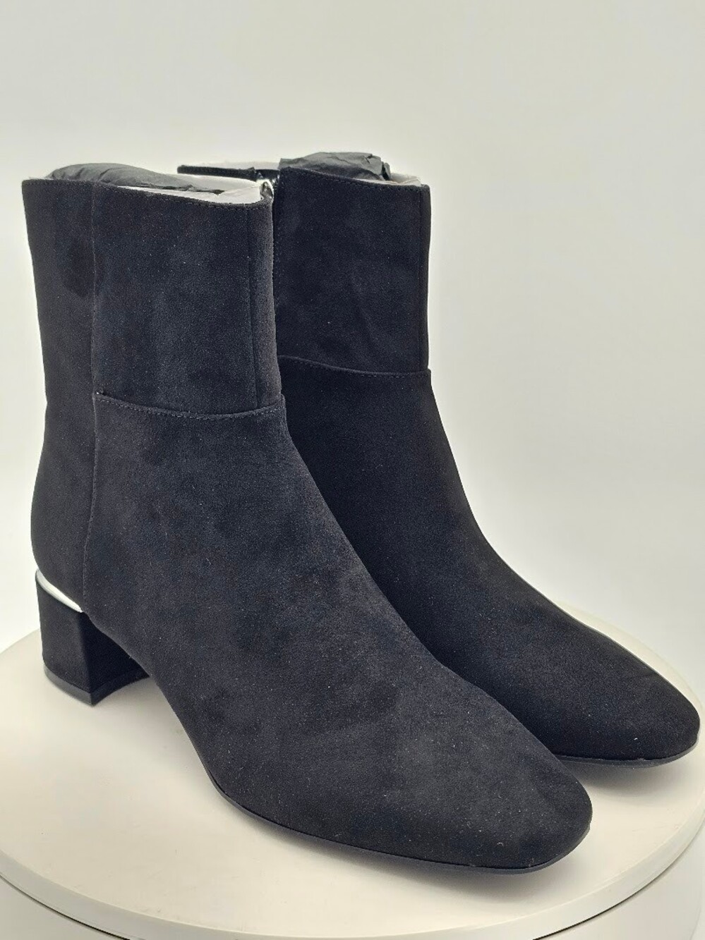 Calvin Klein Parry3 Black Ankle Boots Women 10 M Block Heel Zip Booties NEW